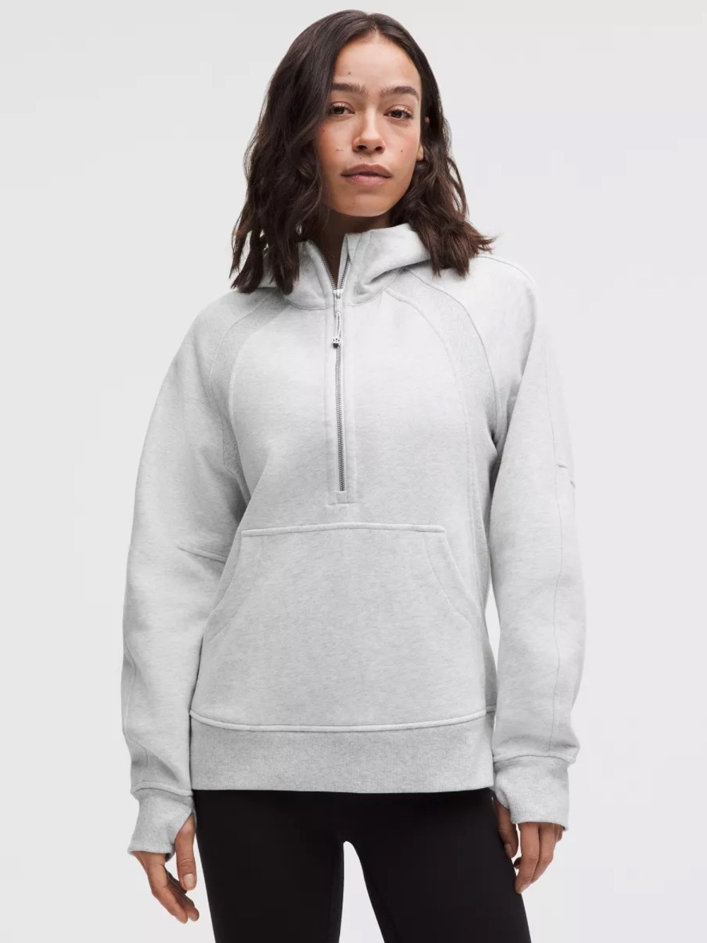 Lululemon Scuba Light Grey with Gold Zipper Half-Zip Hoodie